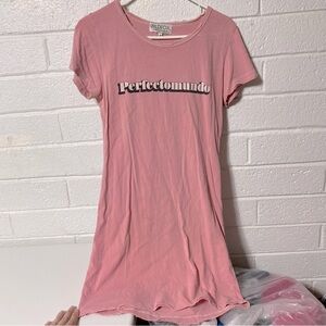 WILDFOX PERFECTAMUNDO Shirt Dress Distressed Graphic Text Rare Women’s Small
